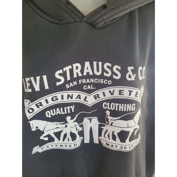 Levi Strauss Black Hoodie Logo Sz XL - Picture 3 of 6